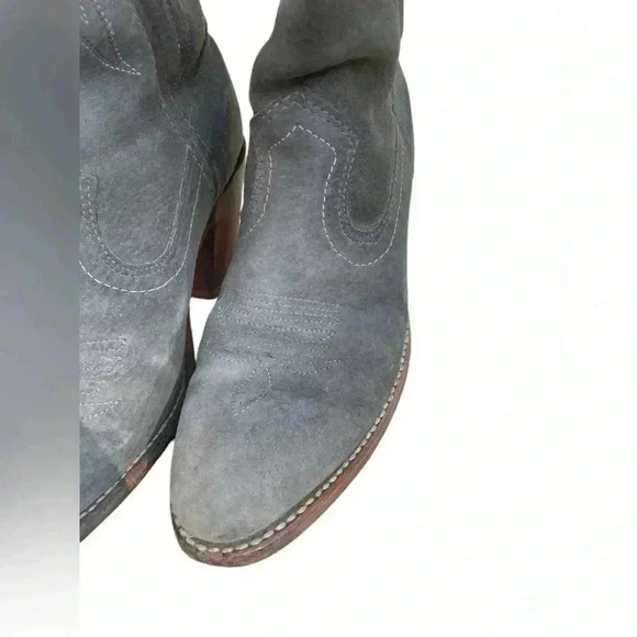 Laredo women’s suede heel gray with mustard yellow inlays accent sz 7 vintage - Picture 6 of 11